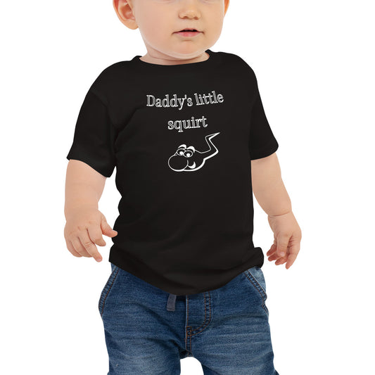 Baby Jersey Short Sleeve Tee - Daddy's little squirt - white print