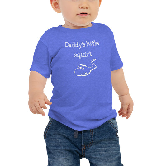 Baby Jersey Short Sleeve Tee - Daddy's little squirt - white print