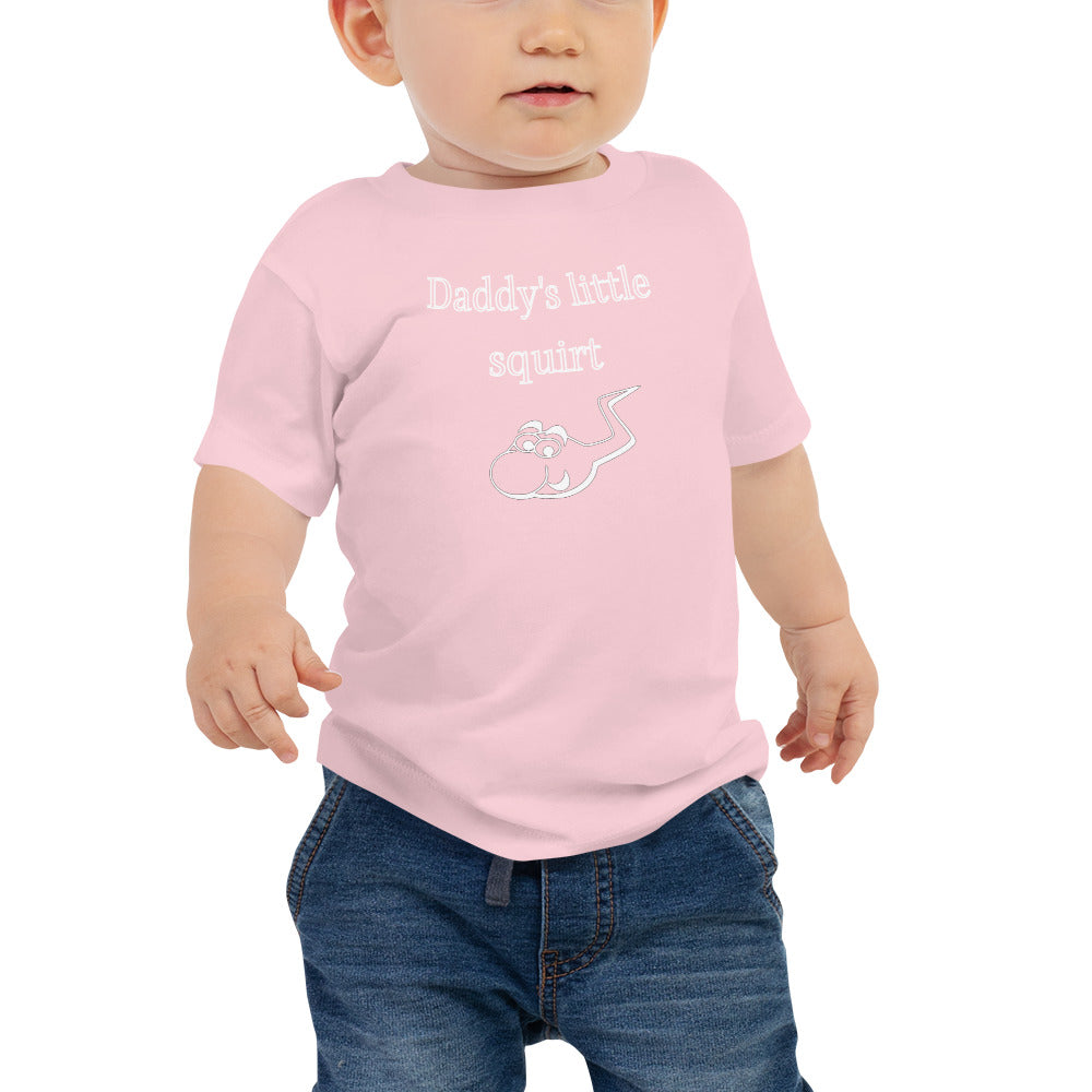 Baby Jersey Short Sleeve Tee - Daddy's little squirt - white print